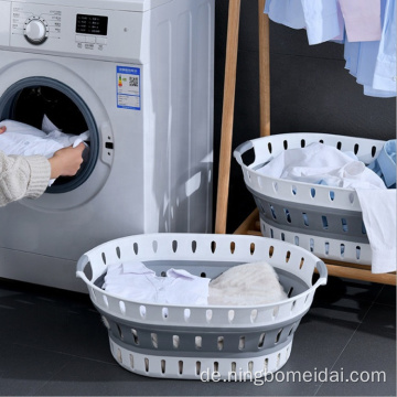 Zusammenklappbarer Wäschereikorb Plastik mit runden Eimer tragen